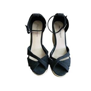 Christian Siriano for Payless Black Espadrille Slingback‎ Wedges Sz 9.5